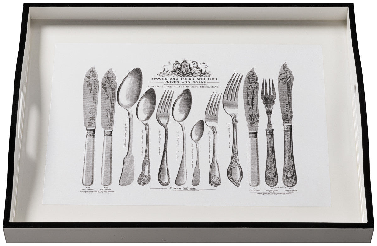 Cutlery on White, large white tray