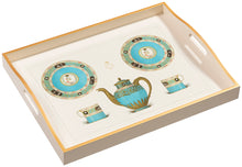 Porcelain, Turquoise, large cream tray