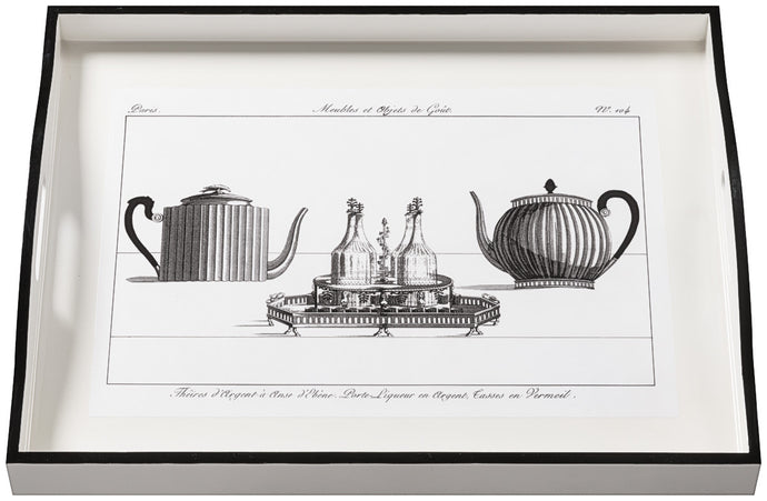 Teapot on White, large white tray