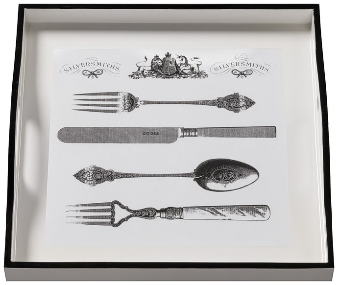 Cutlery on White, small white tray