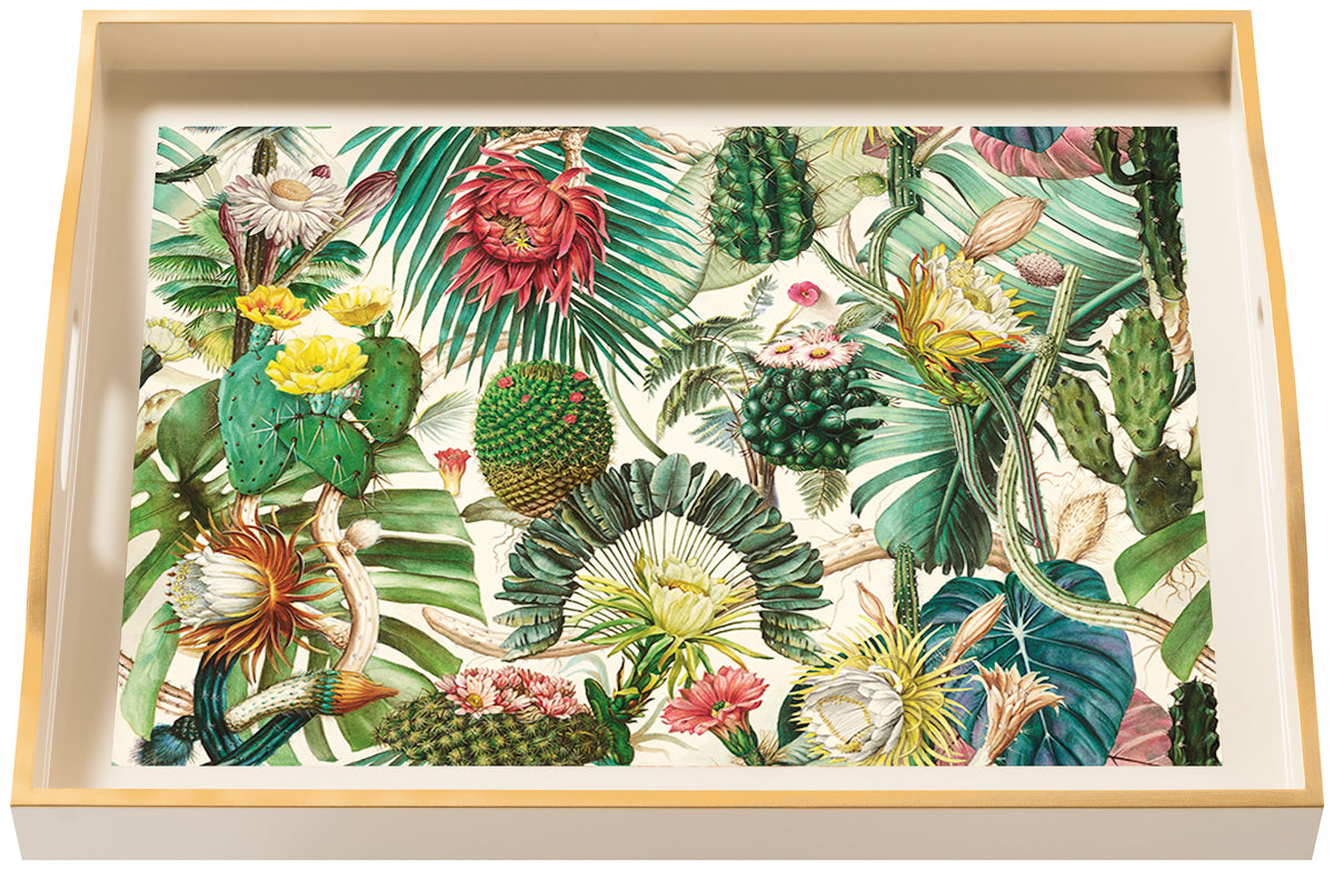 Tropical Flora, large cream tray
